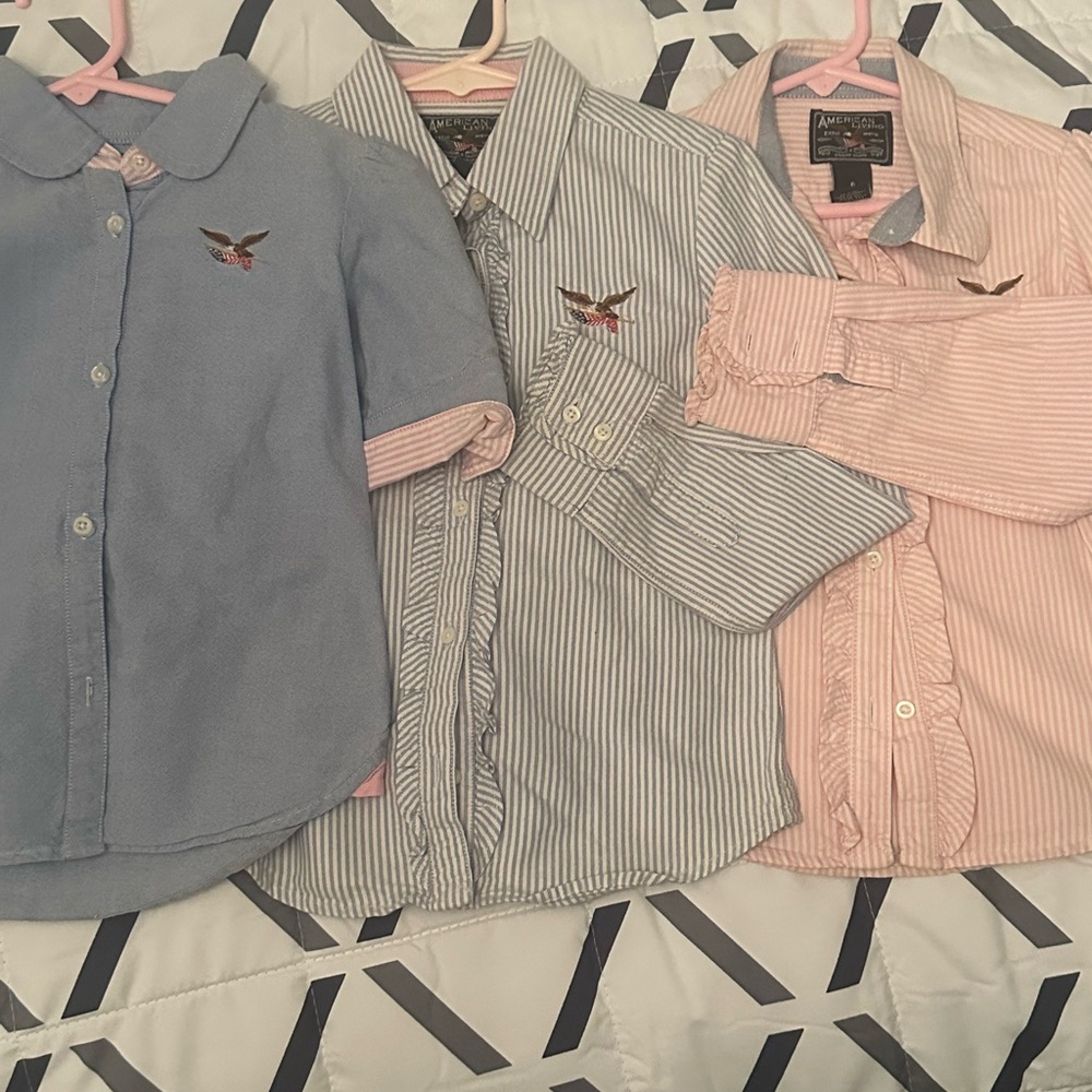 Kids Button Down Shirts - Blue, Pink, light blue size 6/7